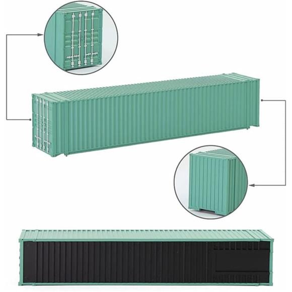 9pcs Different Colored HO Scale 1:87 45ft Blank Shipping Container 45' Cargo Box - Picture 5 of 7
